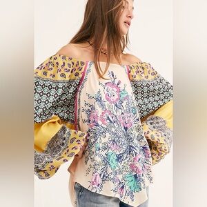 Free People Floral Positano Printed Blouse XS